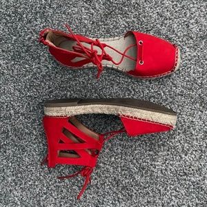 Merona Red Espadrille Lace Up Flats Shoes | Women's Size 7